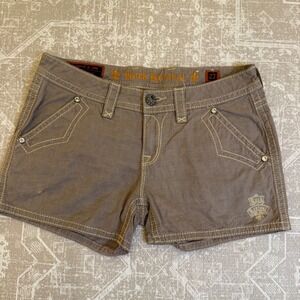 Rock Revival Womens Shorts Brown Embellished Pockets Size 27